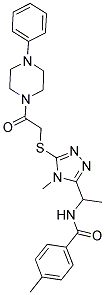 4-METHYL-N-(1-(4-METHYL-5-(2-OXO-2-(4-PHENYLPIPERAZIN-1-YL)ETHYLTHIO)-4H-1,2,4-TRIAZOL-3-YL)ETHYL)BENZAMIDE Struktur