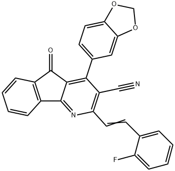 4-(1,3-BENZODIOXOL-5-YL)-2-[(E)-2-(2-FLUOROPHENYL)ETHENYL]-5-OXO-5H-INDENO[1,2-B]PYRIDINE-3-CARBONITRILE Struktur