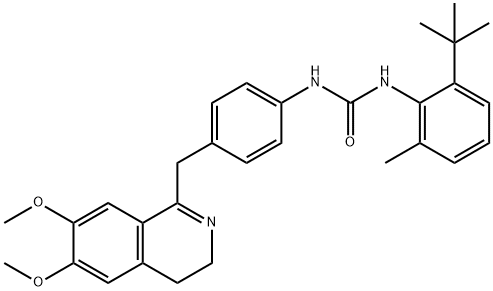 1-(4-((6,7-DIMETHOXY(3,4-DIHYDROISOQUINOLYL))METHYL)PHENYL)-3-(2-(TERT-BUTYL)-6-METHYLPHENYL)UREA Struktur