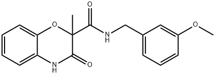 N-(3-METHOXYBENZYL)-2-METHYL-3-OXO-3,4-DIHYDRO-2H-1,4-BENZOXAZINE-2-CARBOXAMIDE Struktur