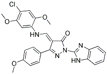 (E)-1-(1H-BENZO[D]IMIDAZOL-2-YL)-4-((4-CHLORO-2,5-DIMETHOXYPHENYLAMINO)METHYLENE)-3-(4-METHOXYPHENYL)-1H-PYRAZOL-5(4H)-ONE Struktur