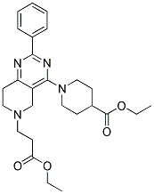 1-[6-(2-ETHOXYCARBONYL-ETHYL)-2-PHENYL-5,6,7,8-TETRAHYDRO-PYRIDO[4,3-D]PYRIMIDIN-4-YL]-PIPERIDINE-4-CARBOXYLIC ACID ETHYL ESTER Struktur