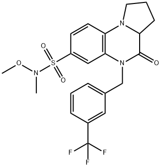 N-METHOXY-N-METHYL-4-OXO-5-[3-(TRIFLUOROMETHYL)BENZYL]-1,2,3,3A,4,5-HEXAHYDROPYRROLO[1,2-A]QUINOXALINE-7-SULFONAMIDE Struktur