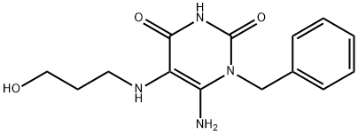 6-AMINO-1-BENZYL-5-(3-HYDROXY-PROPYLAMINO)-1H-PYRIMIDINE-2,4-DIONE Struktur