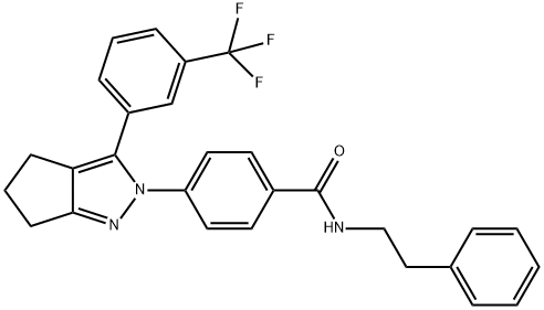 N-PHENETHYL-4-[3-[3-(TRIFLUOROMETHYL)PHENYL]-5,6-DIHYDROCYCLOPENTA[C]PYRAZOL-2(4H)-YL]BENZENECARBOXAMIDE Struktur