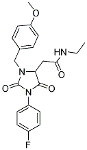 N-ETHYL-2-[1-(4-FLUOROPHENYL)-3-(4-METHOXYBENZYL)-2,5-DIOXO-4-IMIDAZOLIDINYL]ACETAMIDE Struktur