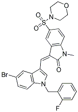 (Z)-3-((5-BROMO-1-(2-FLUOROBENZYL)-1H-INDOL-3-YL)METHYLENE)-1-METHYL-5-(MORPHOLINOSULFONYL)INDOLIN-2-ONE Struktur