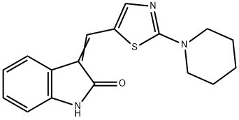 3-[(Z)-(2-PIPERIDINO-1,3-THIAZOL-5-YL)METHYLIDENE]-1H-INDOL-2-ONE Struktur