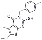 6-ETHYL-2-MERCAPTO-5-METHYL-3-(4-METHYL-BENZYL)-3H-THIENO[2,3-D]PYRIMIDIN-4-ONE Struktur