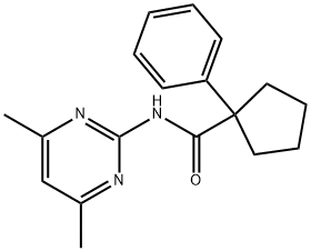 N-(4,6-DIMETHYLPYRIMIDIN-2-YL)(PHENYLCYCLOPENTYL)FORMAMIDE Struktur