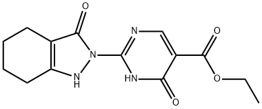 ETHYL 6-OXO-2-(3-OXO-1,3,4,5,6,7-HEXAHYDRO-2H-INDAZOL-2-YL)-1,6-DIHYDRO-5-PYRIMIDINECARBOXYLATE Struktur