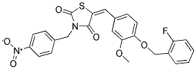 (E)-5-(4-(2-FLUOROBENZYLOXY)-3-METHOXYBENZYLIDENE)-3-(4-NITROBENZYL)THIAZOLIDINE-2,4-DIONE Struktur