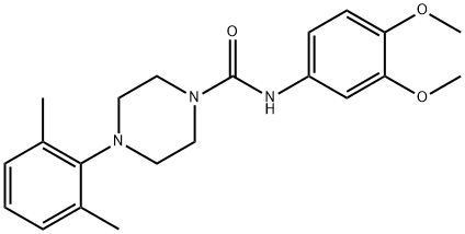 N-(3,4-DIMETHOXYPHENYL)-4-(2,6-DIMETHYLPHENYL)TETRAHYDRO-1(2H)-PYRAZINECARBOXAMIDE Struktur