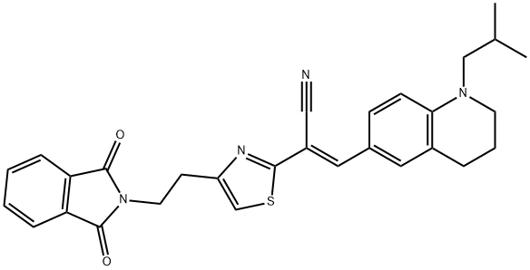 (E)-2-(4-[2-(1,3-DIOXO-1,3-DIHYDRO-2H-ISOINDOL-2-YL)ETHYL]-1,3-THIAZOL-2-YL)-3-(1-ISOBUTYL-1,2,3,4-TETRAHYDRO-6-QUINOLINYL)-2-PROPENENITRILE Struktur