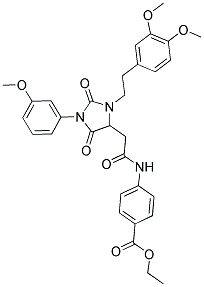 ETHYL 4-(2-(3-(3,4-DIMETHOXYPHENETHYL)-1-(3-METHOXYPHENYL)-2,5-DIOXOIMIDAZOLIDIN-4-YL)ACETAMIDO)BENZOATE Struktur