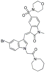 (Z)-3-((1-(2-(AZEPAN-1-YL)-2-OXOETHYL)-5-BROMO-1H-INDOL-3-YL)METHYLENE)-1-METHYL-5-(MORPHOLINOSULFONYL)INDOLIN-2-ONE Struktur