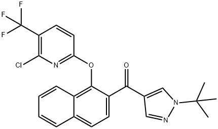 [1-(TERT-BUTYL)-1H-PYRAZOL-4-YL](1-([6-CHLORO-5-(TRIFLUOROMETHYL)-2-PYRIDINYL]OXY)-2-NAPHTHYL)METHANONE Struktur