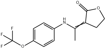 3-((E)-1-[4-(TRIFLUOROMETHOXY)ANILINO]ETHYLIDENE)DIHYDRO-2(3H)-FURANONE Struktur