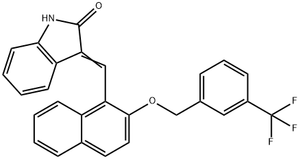 3-[(E)-(2-([3-(TRIFLUOROMETHYL)BENZYL]OXY)-1-NAPHTHYL)METHYLIDENE]-1,3-DIHYDRO-2H-INDOL-2-ONE Struktur