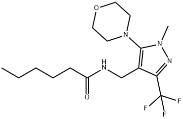 N-([1-METHYL-5-MORPHOLINO-3-(TRIFLUOROMETHYL)-1H-PYRAZOL-4-YL]METHYL)HEXANAMIDE Struktur