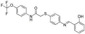 2-[(4-([(E)-(2-HYDROXYPHENYL)METHYLIDENE]AMINO)PHENYL)SULFANYL]-N-[4-(TRIFLUOROMETHOXY)PHENYL]ACETAMIDE Struktur