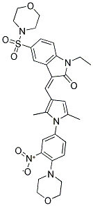 (Z)-3-((2,5-DIMETHYL-1-(4-MORPHOLINO-3-NITROPHENYL)-1H-PYRROL-3-YL)METHYLENE)-1-ETHYL-5-(MORPHOLINOSULFONYL)INDOLIN-2-ONE Struktur