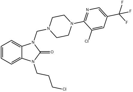 1-(3-CHLOROPROPYL)-3-((4-[3-CHLORO-5-(TRIFLUOROMETHYL)-2-PYRIDINYL]PIPERAZINO)METHYL)-1,3-DIHYDRO-2H-1,3-BENZIMIDAZOL-2-ONE Struktur