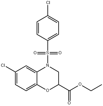 ETHYL 6-CHLORO-4-[(4-CHLOROPHENYL)SULFONYL]-3,4-DIHYDRO-2H-1,4-BENZOXAZINE-2-CARBOXYLATE Struktur