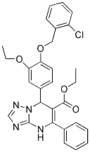 ETHYL 7-(4-(2-CHLOROBENZYLOXY)-3-ETHOXYPHENYL)-5-PHENYL-4,7-DIHYDRO-[1,2,4]TRIAZOLO[1,5-A]PYRIMIDINE-6-CARBOXYLATE Struktur