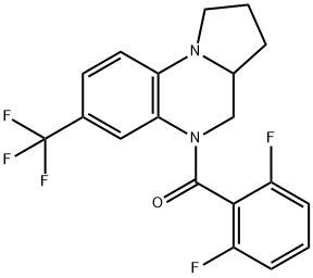 (2,6-DIFLUOROPHENYL)[7-(TRIFLUOROMETHYL)-2,3,3A,4-TETRAHYDROPYRROLO[1,2-A]QUINOXALIN-5(1H)-YL]METHANONE Struktur