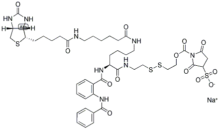 2-(N2-[NA-BENZOYLBENZOICAMIDO-N6-6-BIOTINAMIDOCAPROYL]LYSINYLAMIDO)ETHYL-2'-(N-SULFOSUCCINIMIDYLCARBOXY)ETHYL DISULFIDE, SODIUM SALT Struktur