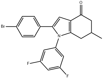 1-(3,5-DIFLUOROPHENYL)-2-(4-BROMOPHENYL)-6-METHYL-5,6,7-TRIHYDROINDOL-4-ONE Struktur