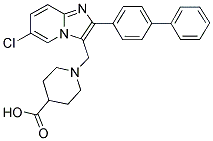 1-(2-BIPHENYL-4-YL-6-CHLORO-IMIDAZO[1,2-A]PYRIDIN-3-YLMETHYL)-PIPERIDINE-4-CARBOXYLIC ACID Struktur