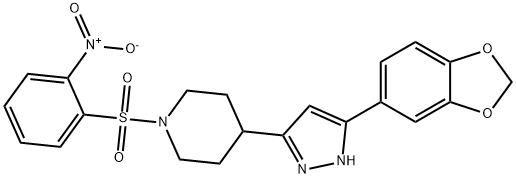 4-[5-(1,3-BENZODIOXOL-5-YL)-1H-PYRAZOL-3-YL]-1-[(2-NITROPHENYL)SULFONYL]PIPERIDINE Struktur