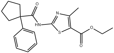 ETHYL 5-METHYL-3-((PHENYLCYCLOPENTYL)CARBONYLAMINO)-2,4-THIAZOLECARBOXYLATE Struktur