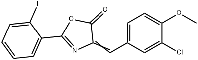 4-[(3-CHLORO-4-METHOXYPHENYL)METHYLENE]-2-(2-IODOPHENYL)-1,3-OXAZOL-5(4H)-ONE Struktur