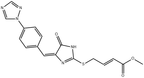 METHYL (E)-4-[(5-OXO-4-((E)-[4-(1H-1,2,4-TRIAZOL-1-YL)PHENYL]METHYLIDENE)-4,5-DIHYDRO-1H-IMIDAZOL-2-YL)SULFANYL]-2-BUTENOATE Struktur