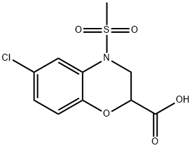 6-CHLORO-4-(METHYLSULFONYL)-3,4-DIHYDRO-2H-1,4-BENZOXAZINE-2-CARBOXYLIC ACID Struktur