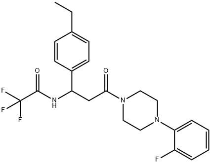 N-(1-(4-ETHYLPHENYL)-3-[4-(2-FLUOROPHENYL)PIPERAZINO]-3-OXOPROPYL)-2,2,2-TRIFLUOROACETAMIDE Struktur