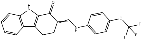 2-((E)-[3-(TRIFLUOROMETHOXY)ANILINO]METHYLIDENE)-2,3,4,9-TETRAHYDRO-1H-CARBAZOL-1-ONE Struktur