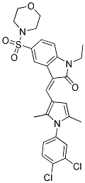 (Z)-3-((1-(3,4-DICHLOROPHENYL)-2,5-DIMETHYL-1H-PYRROL-3-YL)METHYLENE)-1-ETHYL-5-(MORPHOLINOSULFONYL)INDOLIN-2-ONE Struktur