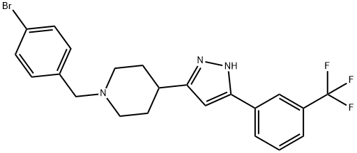 1-(4-BROMOBENZYL)-4-(5-[3-(TRIFLUOROMETHYL)PHENYL]-1H-PYRAZOL-3-YL)PIPERIDINE Struktur