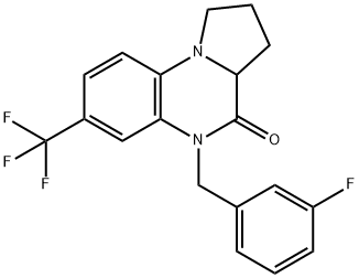 5-(3-FLUOROBENZYL)-7-(TRIFLUOROMETHYL)-1,2,3,3A-TETRAHYDROPYRROLO[1,2-A]QUINOXALIN-4(5H)-ONE Struktur