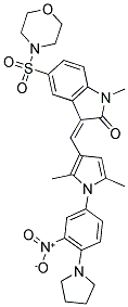 (Z)-3-((2,5-DIMETHYL-1-(3-NITRO-4-(PYRROLIDIN-1-YL)PHENYL)-1H-PYRROL-3-YL)METHYLENE)-1-METHYL-5-(MORPHOLINOSULFONYL)INDOLIN-2-ONE Struktur