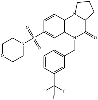 7-(MORPHOLINOSULFONYL)-5-[3-(TRIFLUOROMETHYL)BENZYL]-1,2,3,3A-TETRAHYDROPYRROLO[1,2-A]QUINOXALIN-4(5H)-ONE Struktur