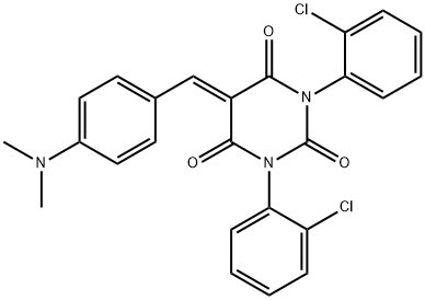 1,3-BIS(2-CHLOROPHENYL)-5-((4-(DIMETHYLAMINO)PHENYL)METHYLENE)-1,3-DIAZAPERHYDROINE-2,4,6-TRIONE Struktur