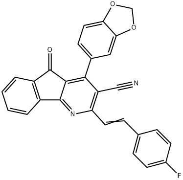 4-(1,3-BENZODIOXOL-5-YL)-2-[(E)-2-(4-FLUOROPHENYL)ETHENYL]-5-OXO-5H-INDENO[1,2-B]PYRIDINE-3-CARBONITRILE Struktur