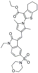 (Z)-ETHYL 2-(3-((1-ETHYL-5-(MORPHOLINOSULFONYL)-2-OXOINDOLIN-3-YLIDENE)METHYL)-2,5-DIMETHYL-1H-PYRROL-1-YL)-4,5,6,7-TETRAHYDROBENZO[B]THIOPHENE-3-CARBOXYLATE Struktur