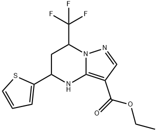 5-THIOPHEN-2-YL-7-TRIFLUOROMETHYL-4,5,6,7-TETRAHYDRO-PYRAZOLO[1,5-A]PYRIMIDINE-3-CARBOXYLIC ACID ETHYL ESTER Struktur