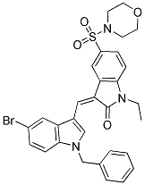 (Z)-3-((1-BENZYL-5-BROMO-1H-INDOL-3-YL)METHYLENE)-1-ETHYL-5-(MORPHOLINOSULFONYL)INDOLIN-2-ONE Struktur